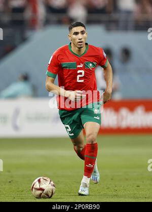 AR-RAYYAN - Achraf Hakimi of Morocco during the FIFA World Cup Qatar 2022 Play-off third place match between Croatia and Morocco at the Khalifa International stadium on December 17, 2022 in Ar-Rayyan, Qatar. AP | Dutch Height | MAURICE OF STONE Stock Photo