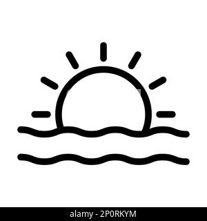 Sunset Vector Thick Line Icon For Personal And Commercial Use. Stock Photo