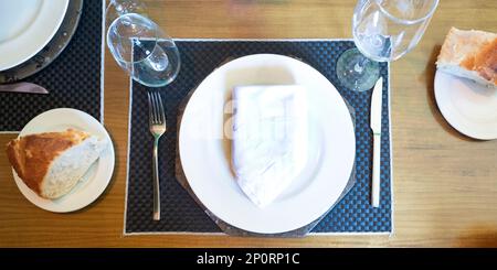 Restaurant Service Table Setting Ready Stock Photo