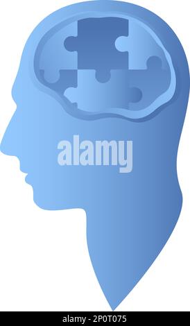 Jigsaw puzzle pieces in head. Vector illustration Stock Vector