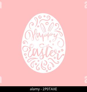 Lovely hand drawn easter designs with text 'Happy Easter' cute hand drawn bunnies, eggs and decoration - vector design Stock Vector