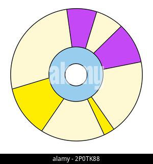 Compact disk or cd with colorful highlights, retro element or sticker, doodle style flat vector illustration Stock Vector