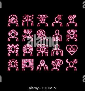 stress psychological problems neon glow icon illustration Stock Vector ...