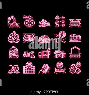 Crushed Stone Mining neon glow icon illustration Stock Vector