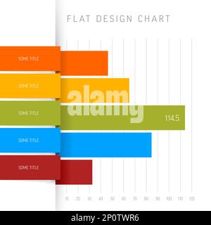 Vector flat horizontal design statistics vertical color columns graph infographic template. Colorful folded papers as columns bars in simple light gra Stock Vector