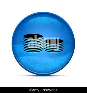 Coin Money icon on classy splash blue round button Stock Photo