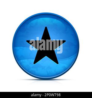 Star icon on classy splash blue round button Stock Photo