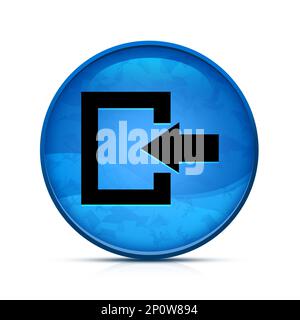 Logout icon on classy splash blue round button Stock Photo