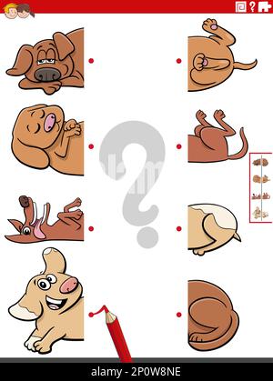 match halves of dogs pictures game coloring page Stock Vector Image ...