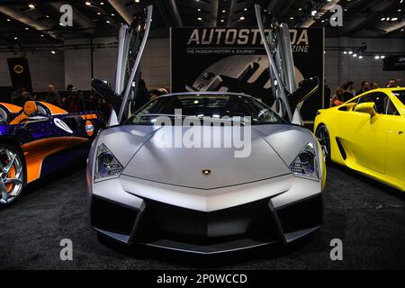 Supercars exhibited at Toronto Metro Convention Centre Stock Photo