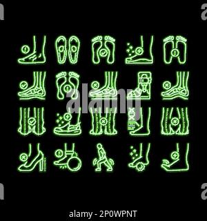 Flat Feet Disease neon glow icon illustration Stock Vector