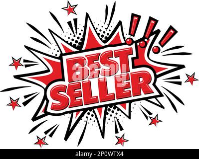 Best seller header on background boom comic book explosion. Vector on transparent background Stock Vector