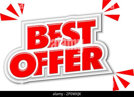 Best offer text effect template for flyer, web banner and store campaign. Vector on transparent background Stock Vector