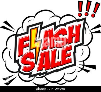 Flash sale template poster or banner in comic style. Vector on transparent background for print, social media and website. Stock Vector