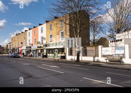 A parade of shops on Castelnau Shopping Parade, Barnes, London, SW13, England, UK Stock Photo