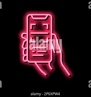 scanning qr code phone app neon glow icon illustration Stock Vector