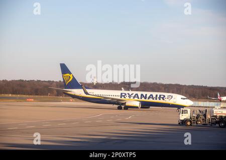 Ryan Air plane at Koln/Bonn Airport. Credit: Sinai Noor / Alamy Stock Photo Stock Photo