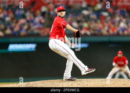 19 SEP 2016: Texas Rangers Mascot Captain throws t-shirts to the crowd  during the MLB game between the Los Angeles Angels of Anaheim and Texas  Rangers at Globe Life Park in Arlington