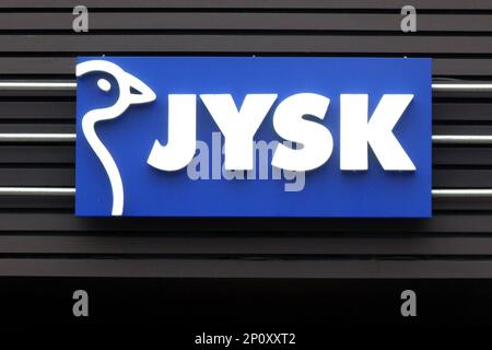 JYSK / Handelskette fuer Moebel/ Geschaeft / Laden / Logo / Symbol Stock Photo