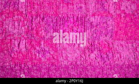 stitched and crushed pink rear side (base cloth) of hand-crafted silk patchwork scarf Stock Photo