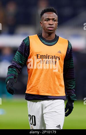 Madrid, Madrid, Spain. 2nd Mar, 2023. Vinicius Jr. of Real Madrid during the Spanish football King's Cup semifinal match between Real Madrid CF and Fc Barcelona at the Santiago Bernabeu Stadium in Madrid, Spain on March 2, 2023 (Credit Image: © Ruben Albarran/ZUMA Press Wire) EDITORIAL USAGE ONLY! Not for Commercial USAGE! Stock Photo