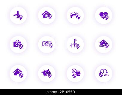 Round Insurance Icons Set Stock Vector Image & Art - Alamy