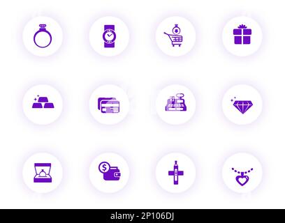 jewelry purple color vector icons Stock Vector