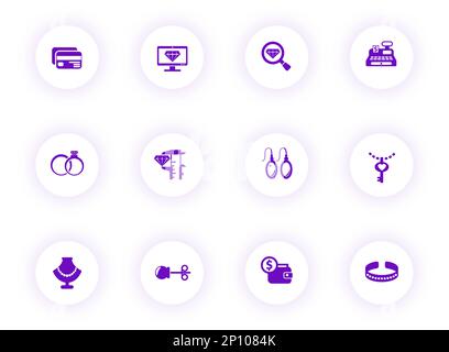 jewelry purple color vector icons Stock Vector