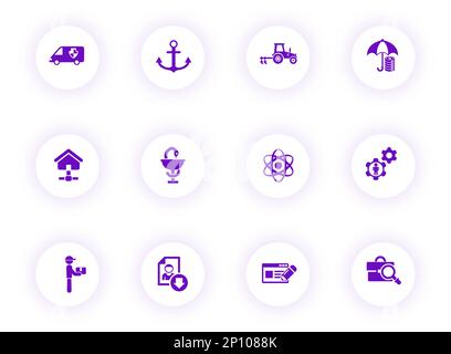 job search purple color vector icons Stock Vector