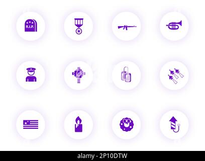 memorial day purple color vector icons Stock Vector