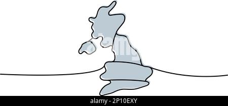 United Kingdom silhouette colored one line continuous drawing. United Kingdom country silhouette continuous colorful one line illustration. Stock Vector