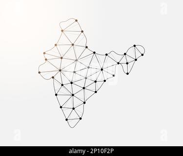 India low poly symbol with connected dots. India map design vector illustration. Country map polygonal wireframe illustration for website design Stock Vector