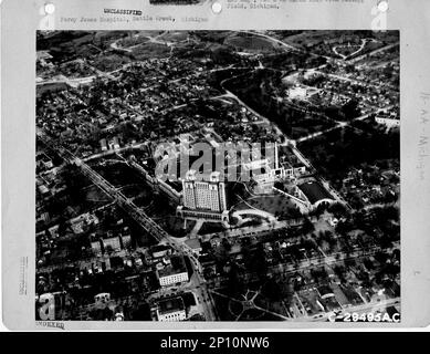 Michigan - Allegan through Battle Creek, Aerial Photograph. Stock Photo