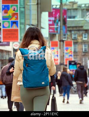 Glasgow, Scotland, UK  3rd March, 2023. UK Weather. Cloudy day and the spring like weather saw people take to the streets as life returned to the city centre after winter. Buchanan street the style mile of scotland is busy with shoppers. Credit Gerard Ferry/Alamy Live News Stock Photo
