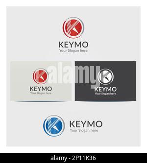 K Letter in Circle, Icon, Letter Logo for Corporate Business, Card Mock up in Several Colors Stock Vector