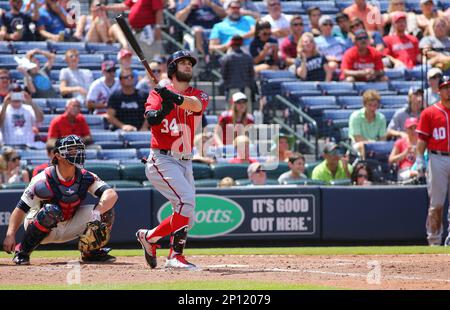 21 Aug 2016: Washington Nationals Right field Bryce Harper (34) [5424]  during the Major League Baseball game between the Atlanta Braves and the  Washington Nationals at Turner Field in Atlanta, GA. (