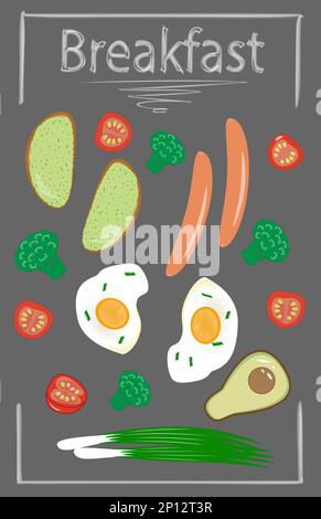 vector illustration breakfast tasty healthy bright on gray background Stock Vector