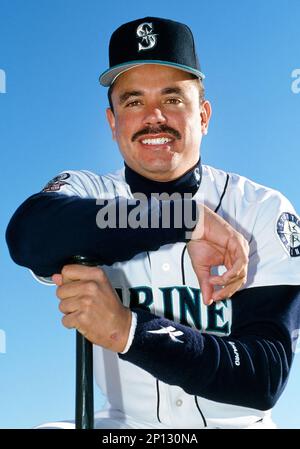 27 Feb. 1996: Seattle Mariners infielder Alex Rodriguez (3) posses