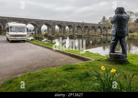 Ballydehob, West Cork, Ireland. 3rd Mar, 2023. It's a cold and overcast day in Ballydehob, West Cork, today. A motorhome parks for the night at the famous Ballydehob 12 Arch Bridge. Credit: AG News/Alamy Live News Stock Photo