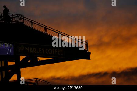 Sunset over a baseball game at Coors Field, home of the Colorado Rockies,  in Denver, Colorado, USA Stock Photo - Alamy