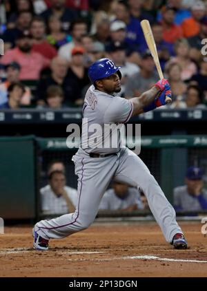 Texas Rangers shortstop Elvis Andrus (1) leaps over Houston Astros