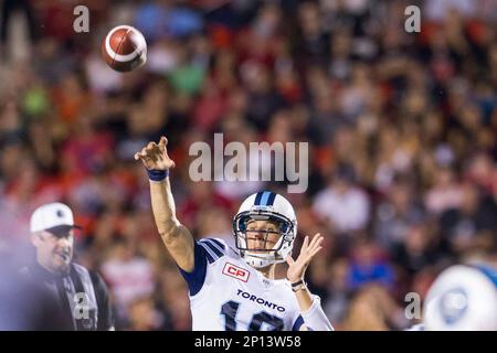 July 31, 2016: Toronto Argonauts quarterback Logan Kilgore (10) in action  during the game between Toronto Argonauts and Ottawa Redblacks at TD Place  in Ottawa, ON, Canada. Daniel Lea/CSM (Cal Sport Media