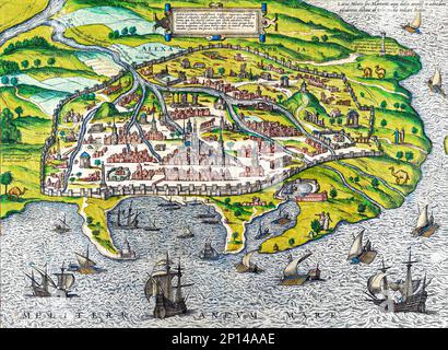 Map of Alexandria (1575) by Georg Braun. Original from The MET Museum. Stock Photo