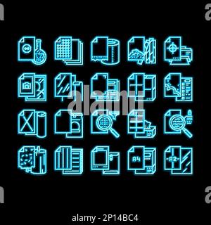 Paper List For Printing Poster neon glow icon illustration Stock Vector