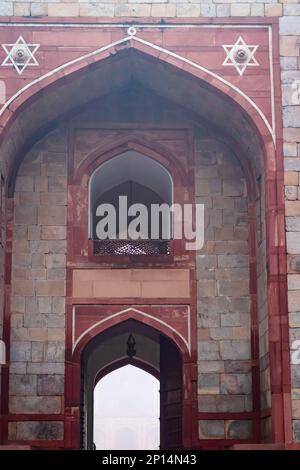 humayun tomb entrance gate at misty morning from unique perspective Stock Photo