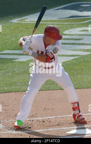 Los Angeles Angles' Mike Trout walked into the batting cage during Monday's  batting practice for the American League All-Star team on July 9, 2012, at  Kauffman Stadium in Kansas City, Missouri. (Photo