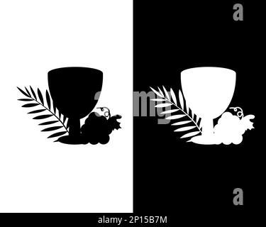 A group of black and white silhouettes for the Holiday Holy Week for your designs. Religious postcard and symbols. Vector illustration Stock Vector