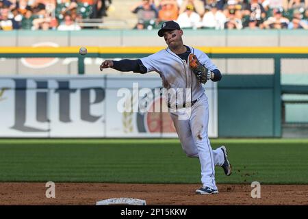 Detroit Tigers shortstop Jose Iglesias throws to first in a