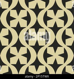 Neutral ogee vector seamless pattern background. Elegant geometric stylized geometric backdrop. Decorative vintage lattice repeat for flyer, packaging Stock Vector