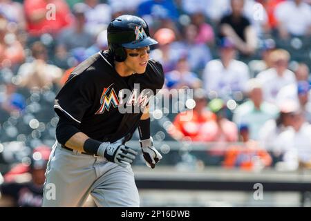 Flushing, New York, USA. 4th July, 2016. Christian Yelich (Marlins) MLB : Christian  Yelich of the Miami Marlins at bat in the first inning during the Major  League Baseball game against the